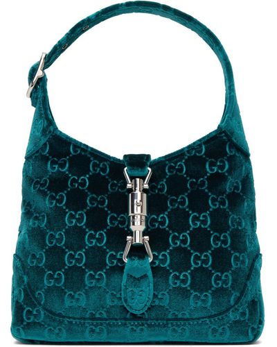 Gucci Jackie 1961 Small Velvet Shoulder Bag - Blue