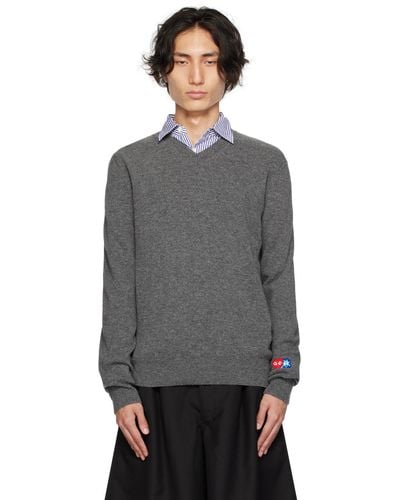 COMME DES GARÇONS PLAY Comme Des Garçons Play Gray Invader Edition Sweater