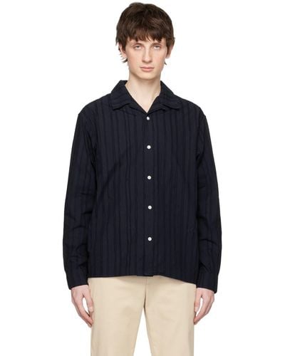 Norse Projects Navy Carsten Stripe Shirt - Blue