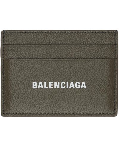 Balenciaga Porte-cartes kaki à logo imprimé - Vert