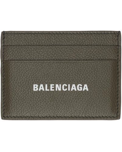 Balenciaga カーキ ロゴプリント カードケース - グリーン