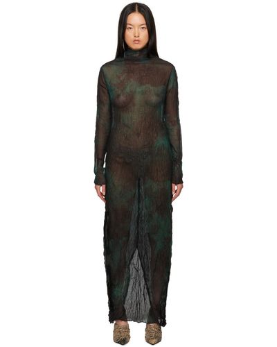 Acne Studios Green & Black Pleated Maxi Dress