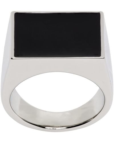 Dries Van Noten Silver & Black Square Signet Ring - Metallic
