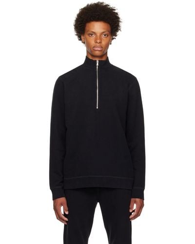 Sunspel Black Half-zip Sweatshirt