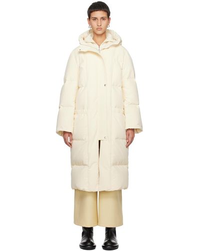 Jil Sander Yellow Quilted Down Coat - Natural