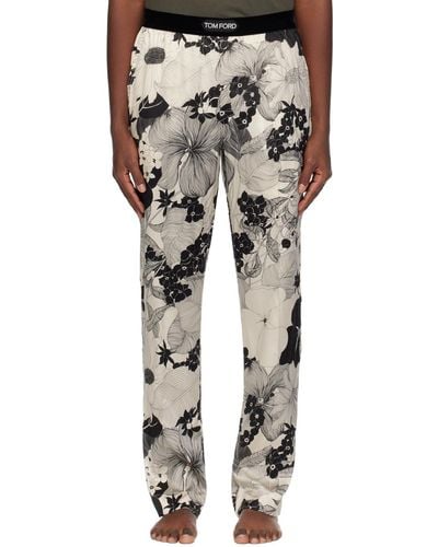 Tom Ford Black & Off-white Floral Pyjama Trousers - Multicolour