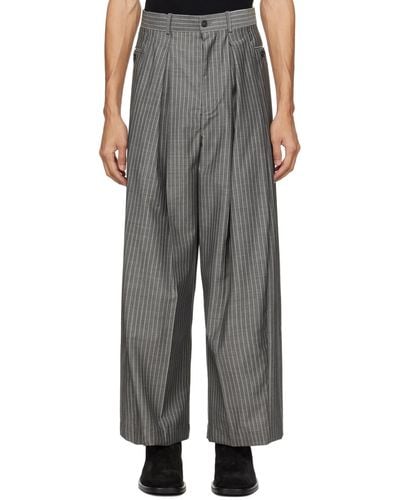 Hed Mayner Pinstripes Trousers - Black