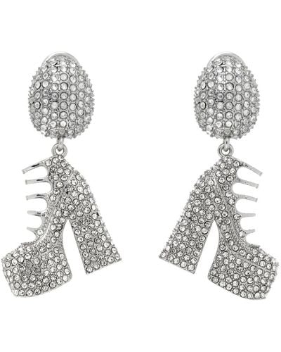 Marc Jacobs Silver Kiki Crystal Boots Earrings - Gray