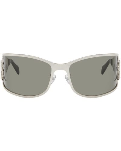 Blumarine Metal Wraparound Sunglasses - Black
