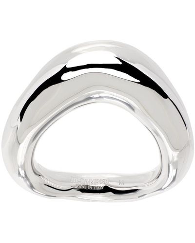 Jil Sander Silver Logo Ring - Metallic