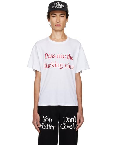 PRAYING 'pass Me The Fucking Vino' T-shirt - White