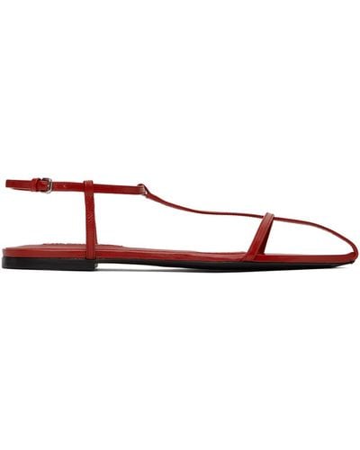 Jil Sander Red Flat Sandals - Black
