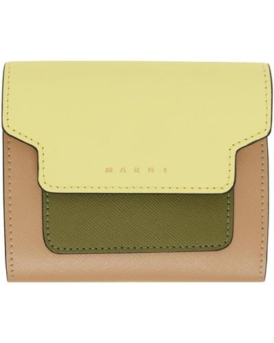 Marni Multicolor Saffiano Leather Wallet - Green