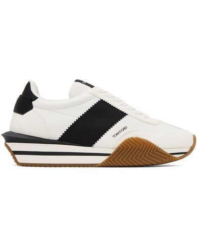 Tom Ford White Suede James Sneakers - Black