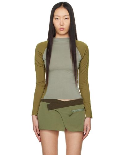 Miaou Khaki Madeline Long Sleeve T-shirt - Green