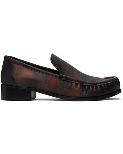 Acne Studios Brown Initials Loafers - Black