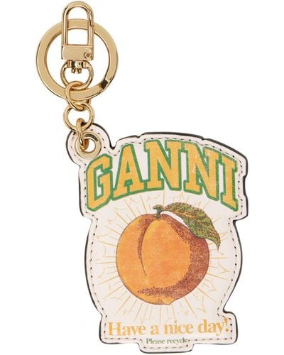 Ganni Off-white Peach Keychain - Multicolour
