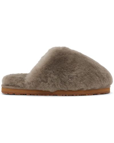 Mou Taupe Fleece Slippers - Black