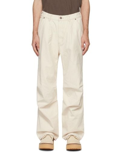 R13 Off-white Glen Carpenter Pants - Natural