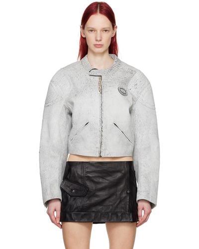 Acne Studios Cracked Leather Jacket - White