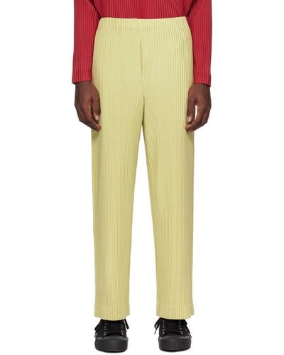Homme Plissé Issey Miyake Homme Plissé Issey Miyake Beige Monthly Colour January Trousers - Yellow