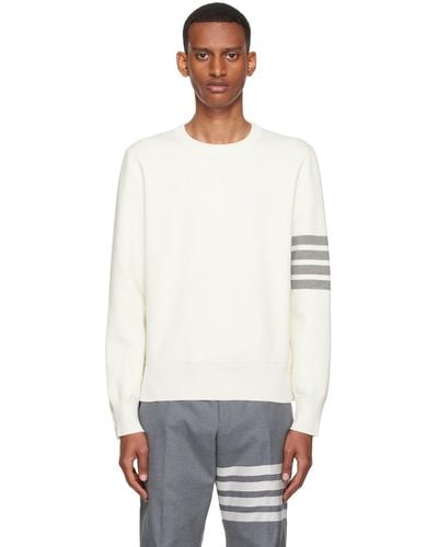 Thom Browne Off-white 4-bar Sweater - Black