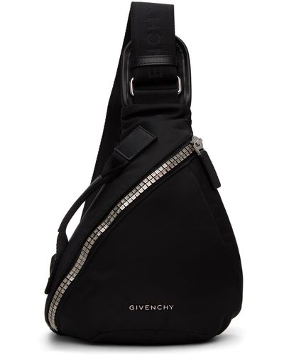 Sacoche de luxe - Petite sacoche Givenchy en cuir noir avec détails jaunes  fluo