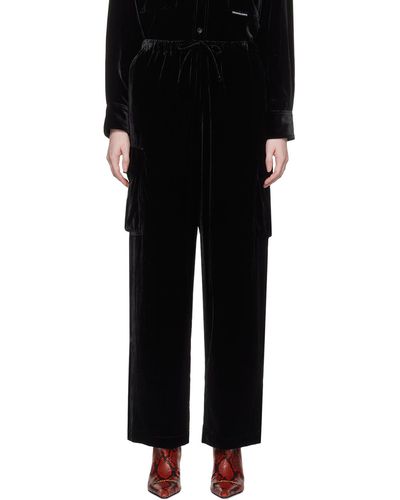 T By Alexander Wang Black Drawstring Cargo Trousers