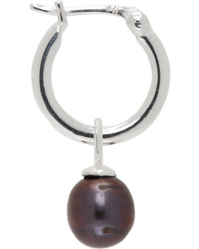 Hatton Labs Boucle d'oreille à anneau unique argenté et noir à perle exclusive à ssense - Multicolore