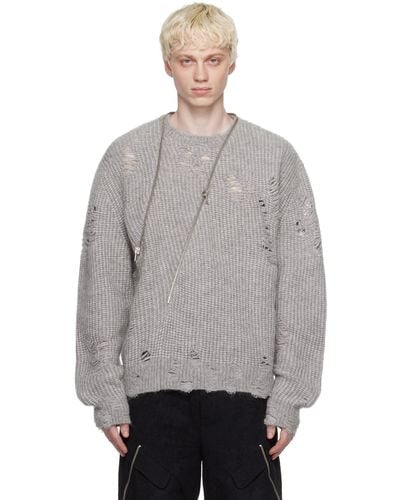 HELIOT EMIL Distressed Sweater - Gray