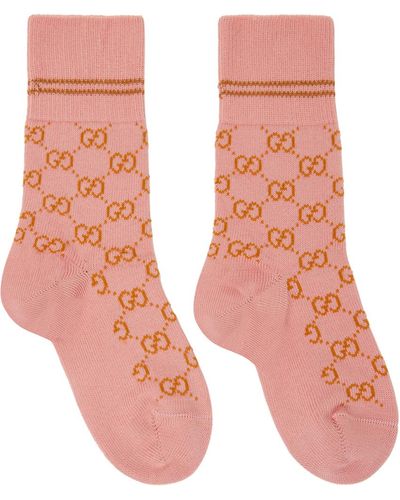 Gucci Chaussettes En Coton Mélangé GG - Rose