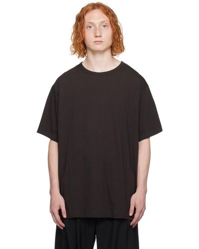 Yohji Yamamoto T-shirt brun à col ras du cou - Noir