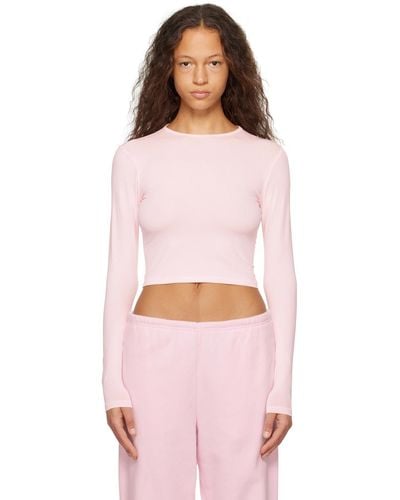 Skims New Vintage Cropped Long Sleeve T-shirt - Pink