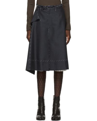 Maison Margiela Gray Wool Layered Skirt