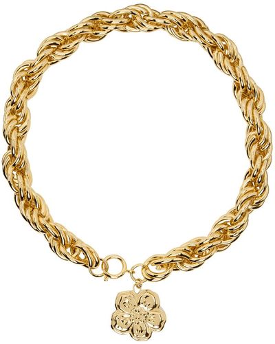 KENZO Rope Chain Flower Necklace - Metallic
