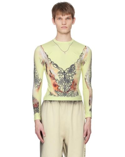 Y. Project Lace Print Long Sleeve T-shirt - Yellow