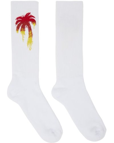 Palm Angels Chaussettes blanches à image à logo dégradée