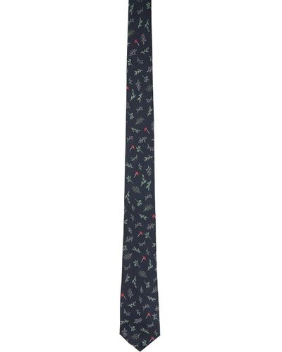 Paul Smith Cravate bleu marine à motif graphique - Noir