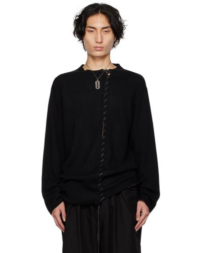 Yohji Yamamoto Pull noir à ornements lacés