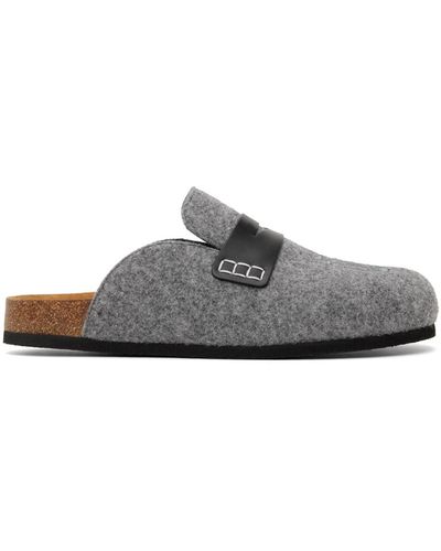 JW Anderson Gray Embroidered Clogs - Black