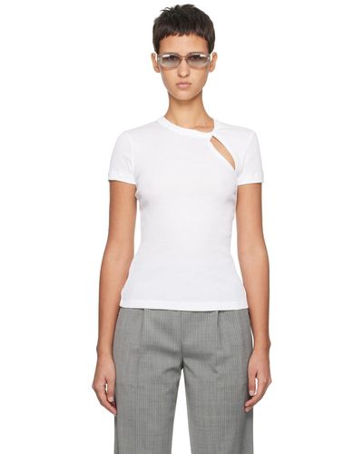 Helmut Lang T-shirt blanc à découpe asymétrique - Noir