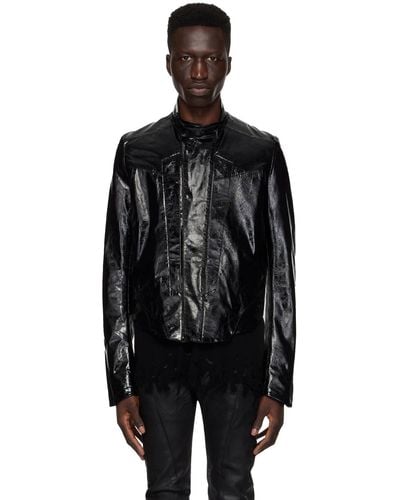 Julius Coated Leather Jacket - Black