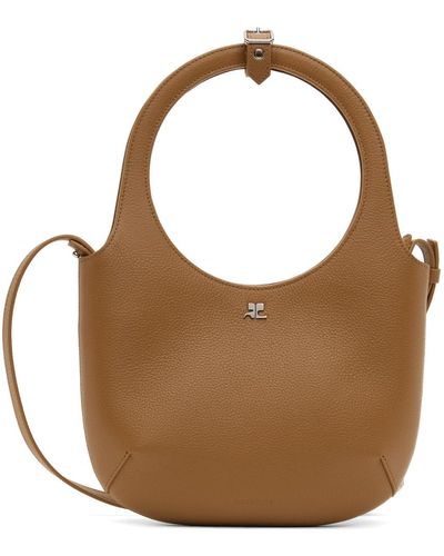 Courreges Holy Grained Leather Bag - Brown