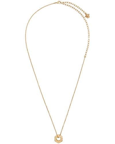 Versace Gold Nuts & Bolts Greca Necklace - Black