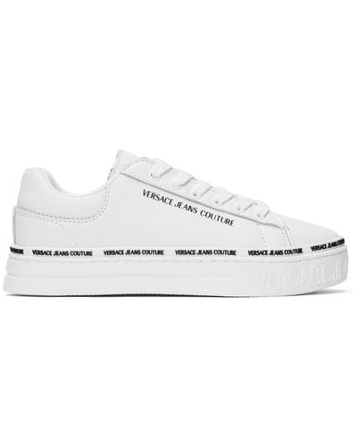 Versace Lace-up Leather Trainers - White