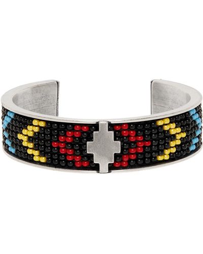 Marcelo Burlon Black & Silver Cross Beads Rigid Bracelet - Multicolor