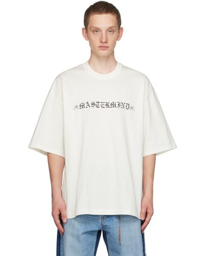 Mastermind Japan ホワイト Rubbed Tシャツ
