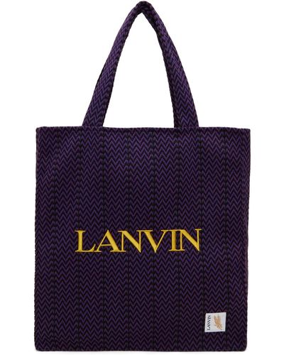 Lanvin Cabas noir et mauve à motif curb édition future - Bleu