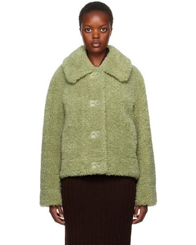 Stand Studio Green Melina Faux-shearling Jacket