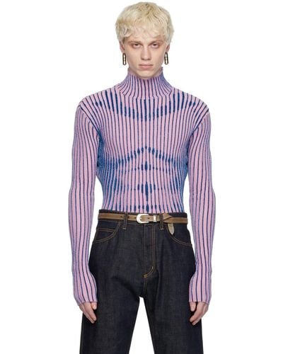 Jean Paul Gaultier Pull rose à rayures - Violet